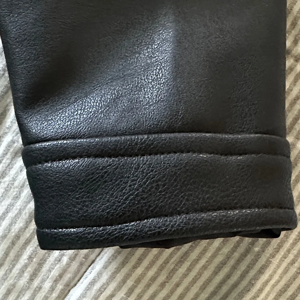 H&M Black Faux Leather Biker Jacket with Silver Hardware - Picture 7 of 8
